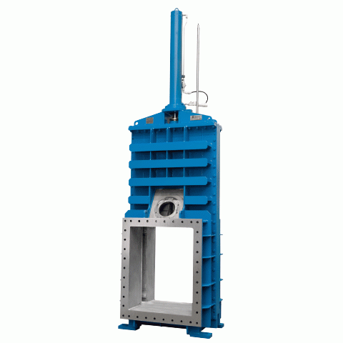 Square and rectangular section flush bottom bonneted gate designed according to Bureau of Reclamation standards for bottom outlets in dams and reservoirs